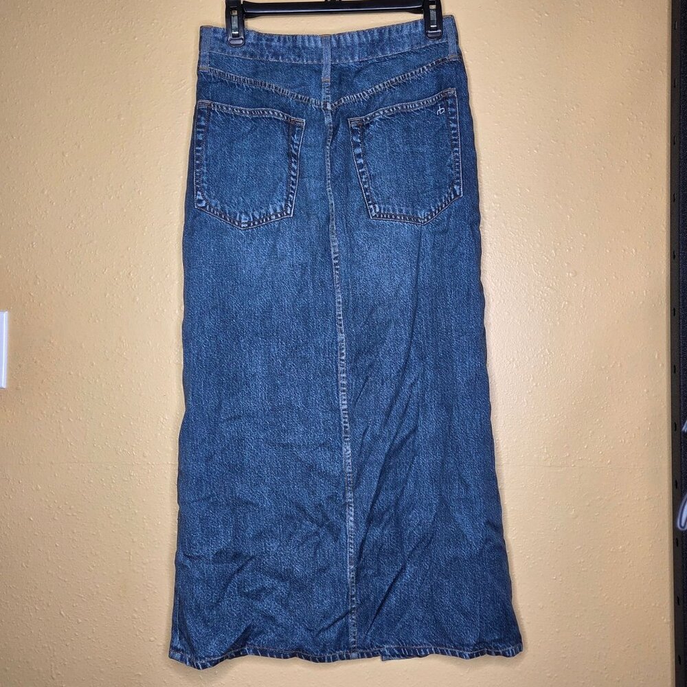 NWT Rag & Bone Liquid Miramar Clara Cotton Terry Sweatpant Jean MIDI Skirt - Picture 2 of 4